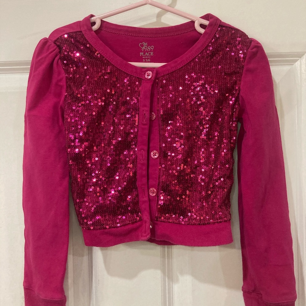 Children’s place pink sequin sweater size 5/6.